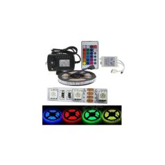    Színes 5m-es RGB 5050 kültéri LED szalag szett távirányítóval, 3A tápegységgel 