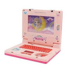   Interaktív laptop gyerekeknek , mozgó képernyővel és hanghatásokkal, rózsaszín