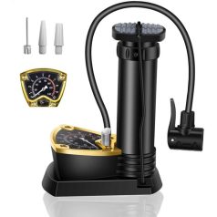   Mini Hordozható pumpa, univerzális, nyomásmérővel, 11BAR/160PSI, kerékpárhoz, labdához, úszógyűrűhöz és légmatrachoz