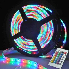  Színes 5m-es RGB 3528 típusú kültéri LED szalag szett távirányítóval