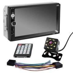   7" LCD autós multimédia egység, Mp5, Bluetooth, 2DIN + Tolatókamera