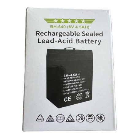  Újratölthető akkumulátor, BH-640 ólom-savas zárt, 6 V, 4.5 Ah kapacitással