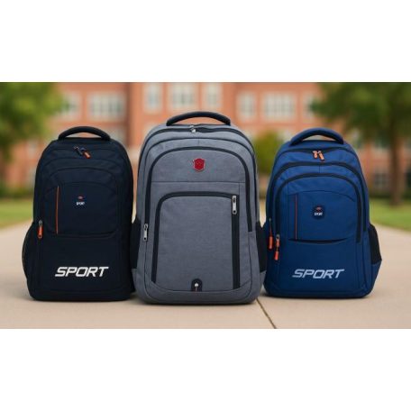 Nagyméretű hátizsák, iskolatáska, 4 cipzáras rekesz