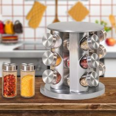   Fűszertartó állvány 12 üveggel ,  Forgó, Praktikus és modern konyhai kiegészítő