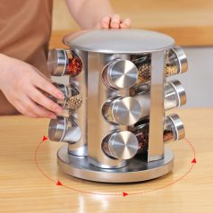   Fűszertartó állvány 12 üveggel ,  Forgó, Praktikus és modern konyhai kiegészítő