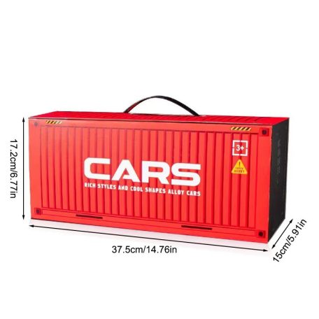 48 db-os játék autó gyűjtemény térképpel, konténer formájú tárolódobozban