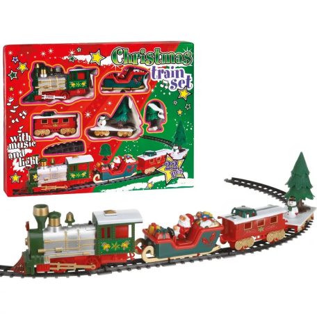 Karácsonyi önjáró kisvonat szett sínpályával, kiegészítőkkel