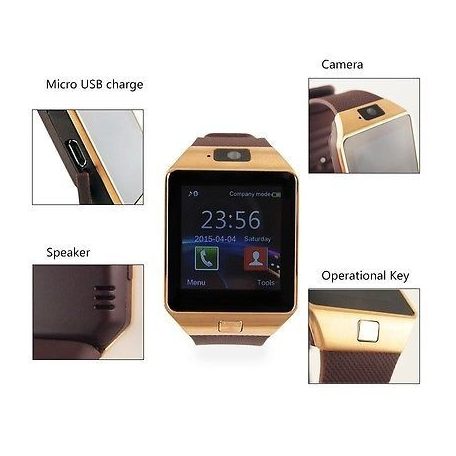  Bluetooth Smart Watch okosóra SIM kártya foglalattal kamerával, Arany 