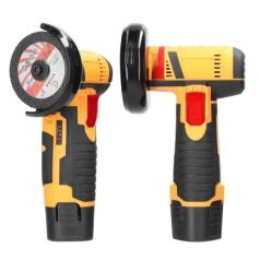   Akkumulátoros sarokcsiszoló, polírozógép, 36V, 75mm, 2db akkuval