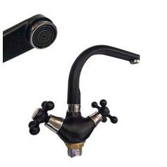 Retro kétkaros álló mosdó, mosogató csaptelep, Fekete