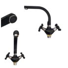 Retro kétkaros álló mosdó, mosogató csaptelep, Fekete