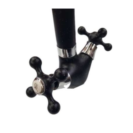 Retro kétkaros álló mosdó, mosogató csaptelep, Fekete