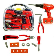 14 részes barkács játék szett, elemes fúrógéppel