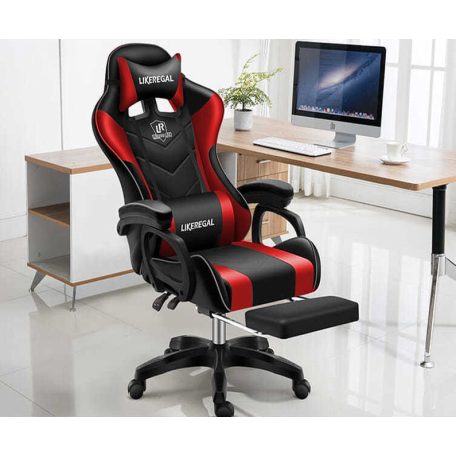 Likeregal 920 gamer szék lábtartóval - piros