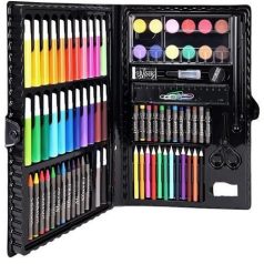   87 részes festő színező rajzkészlet, fekete bőröndben 