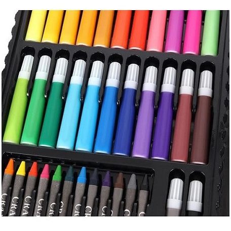 87 részes festő színező rajzkészlet, fekete bőröndben 