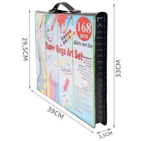 168db-os Festő színező rajzkészlet, fekete bőrönddel 